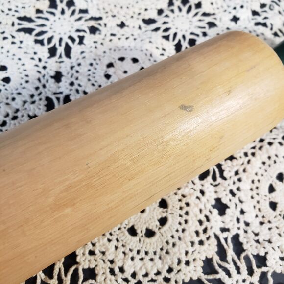 Old Vintage Wooden Green Handle Rolling Pin 16" Baking - Picture 2 of 6